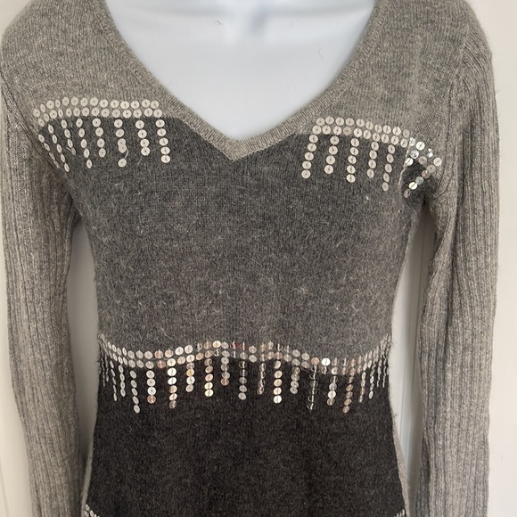 Sequined Grey Color Block Sweater BKE boutique - Picture 2 of 7